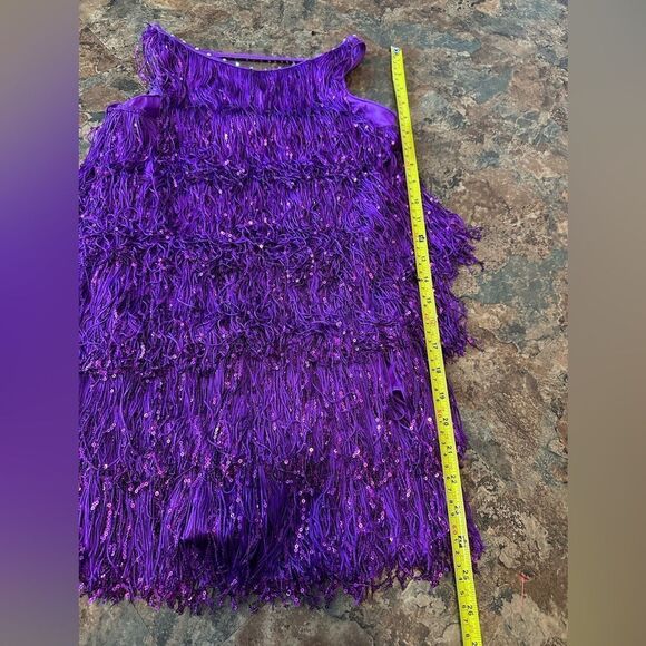 Weissman Dance Purple Fringe Unitard Sparky Flapper Costume Adult Size MA 8/10 - Picture 7 of 9